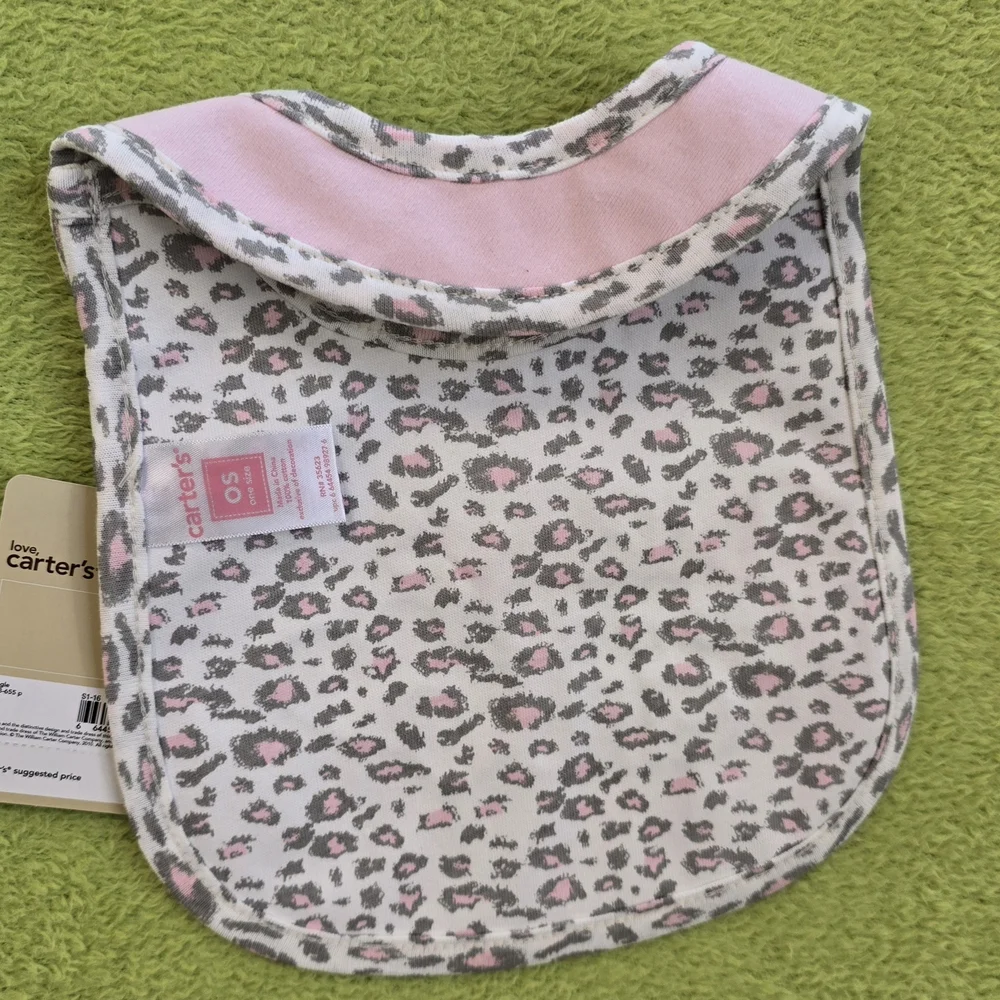 NWT  0-12M  BABY GIRL BIB  Carter's Pink & Gray Daddy's favorite GiRL HEART (Q6)